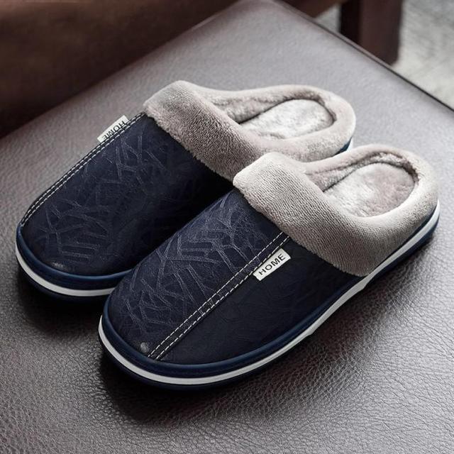 New Women Men Winter House Slippers PU Leather Cute Plush Slip On Fluffy Warm Casual Shoes  House Slippers Memory Foam Comfy Fuzzy Soft Slip On Indoor Slippers For Men