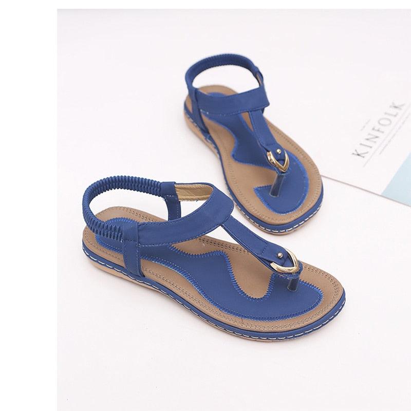 New Women Sandals Flat Heel Summer Casual Flip Flops Single Ladies Shoes Woman Soft Sole Slippers Summer Casual Flat Ankle T-Strap Thong Elastic Comfortable Flip Flops Beach Shoes Sandal