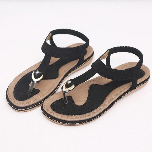 New Women Sandals Flat Heel Summer Casual Flip Flops Single Ladies Shoes Woman Soft Sole Slippers Summer Casual Flat Ankle T-Strap Thong Elastic Comfortable Flip Flops Beach Shoes Sandal