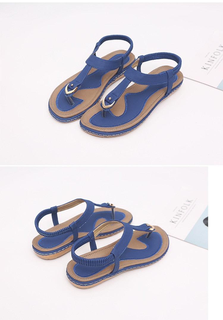 New Women Sandals Flat Heel Summer Casual Flip Flops Single Ladies Shoes Woman Soft Sole Slippers Summer Casual Flat Ankle T-Strap Thong Elastic Comfortable Flip Flops Beach Shoes Sandal