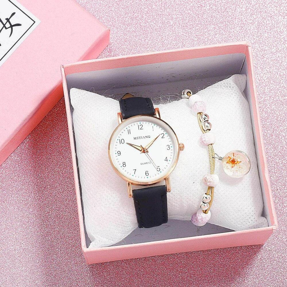 New Women Watch Fashion Casual Leather Belt Watches Simple Small Dial Quartz Dress Wristwatch Quartz Analog Wrist Watches For Women With Second Hand Luminous Hands Women Leather Watch