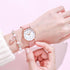 New Women Watch Fashion Casual Leather Belt Watches Simple Small Dial Quartz Dress Wristwatch Quartz Analog Wrist Watches For Women With Second Hand Luminous Hands Women Leather Watch