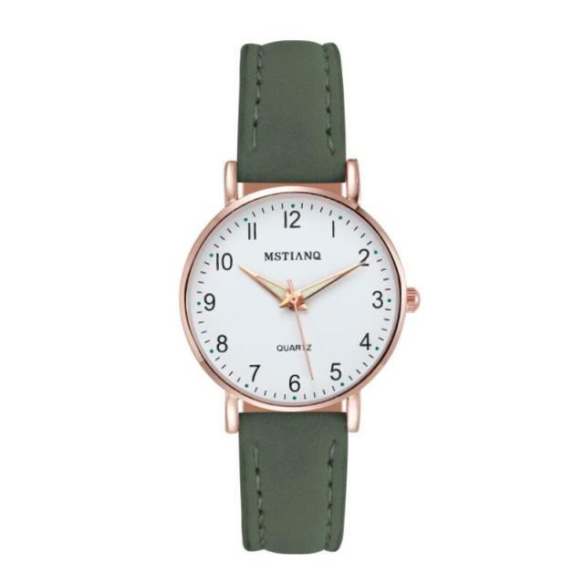 New Women Watch Fashion Casual Leather Belt Watches Simple Small Dial Quartz Dress Wristwatch Quartz Analog Wrist Watches For Women With Second Hand Luminous Hands Women Leather Watch