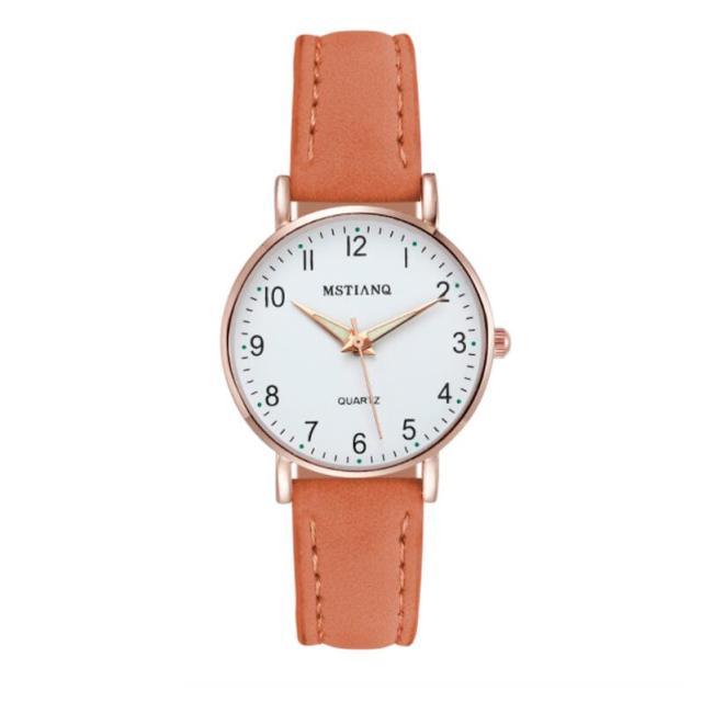 New Women Watch Fashion Casual Leather Belt Watches Simple Small Dial Quartz Dress Wristwatch Quartz Analog Wrist Watches For Women With Second Hand Luminous Hands Women Leather Watch