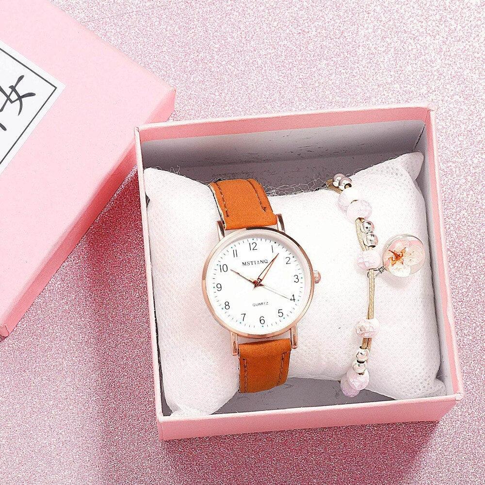 New Women Watch Fashion Casual Leather Belt Watches Simple Small Dial Quartz Dress Wristwatch Quartz Analog Wrist Watches For Women With Second Hand Luminous Hands Women Leather Watch