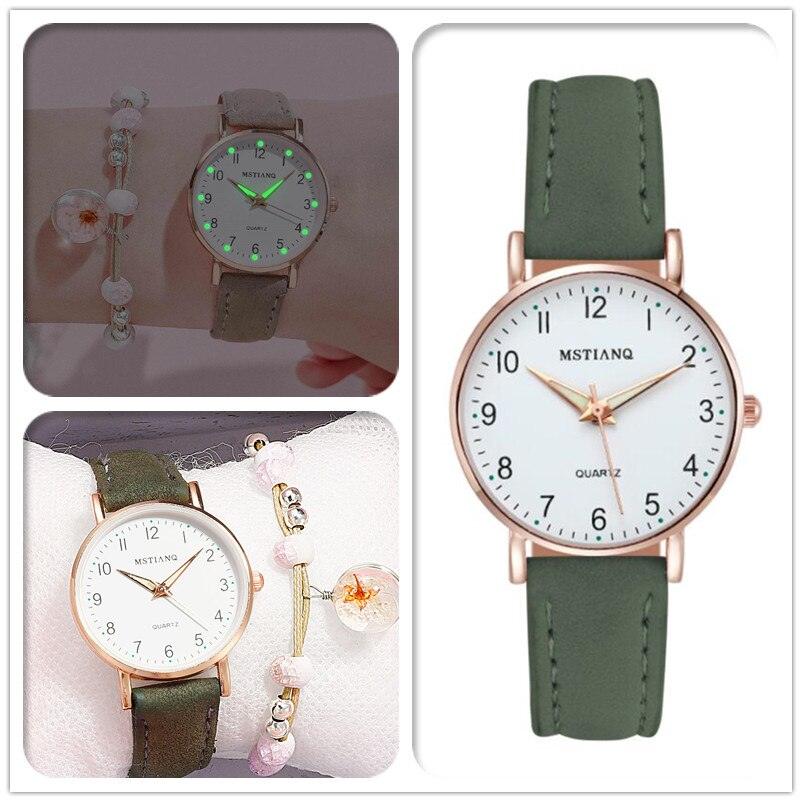 New Women Watch Fashion Casual Leather Belt Watches Simple Small Dial Quartz Dress Wristwatch Quartz Analog Wrist Watches For Women With Second Hand Luminous Hands Women Leather Watch