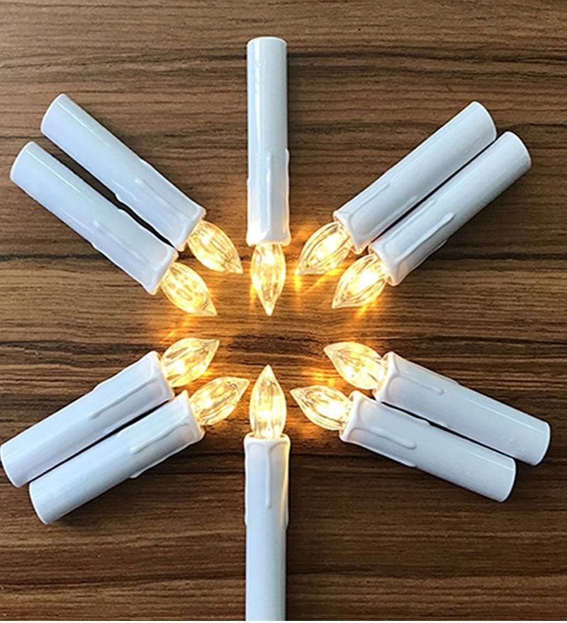 New Year Christmas LED Candles Taper Candles Flickering With Remote Timer Battery Operated Waterproof Christmas Tree Candles, Warm White Window Candles Lights Flameless Remote Control Candles For Home Dinner Party Christmas Tree Decoration Lamp