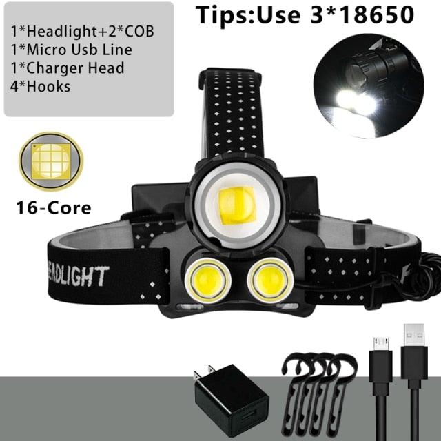 Newest Waterproof XHP199 16-Core Super Bright Powerful Lantern Headlamp XHP110 LED USB Flashlight XHP50 Headlight Rechargeable 18650 Zoom Torch Light - STEVVEX Lamp - 200, Flashlight, Gadget, Headlamp, Headlight, Headtorch, lamp, Rechargeable, Rechargeable Flashlight, Rechargeable Headlamp, Rechargeable Headtorch, Super Bright Lamp, Torchlight, Waterproof, Waterproof Headlamp, Waterproof Headlight - Stevvex.com