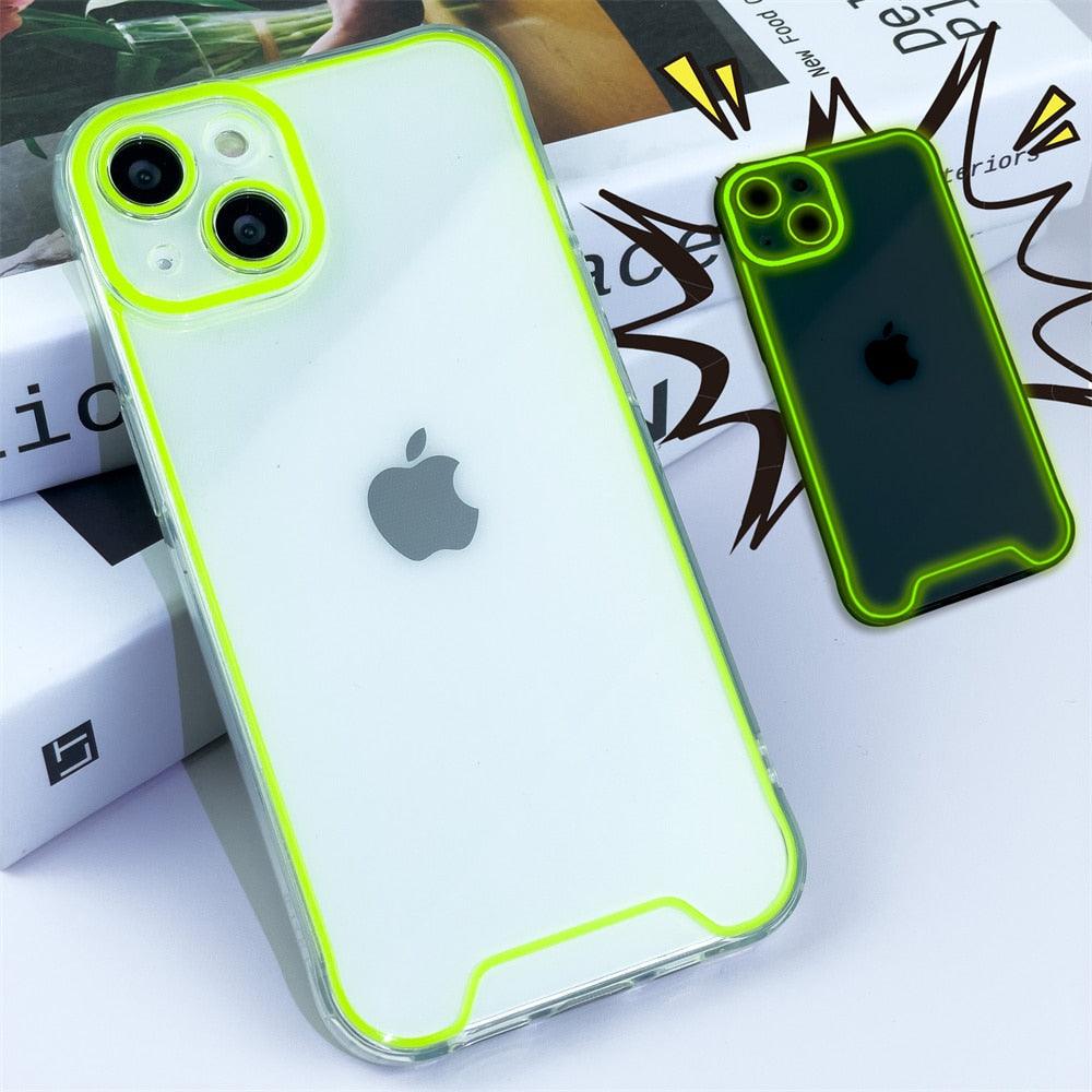 Night Light Luminous Silicone Phone Case For iPhone 14 13 12 11 Pro Max XR X XS 14 Plus Shockproof Clear Fluorescent Soft Cover Shockproof Bumper Phone Case with Camera Protection Cover for iPhone