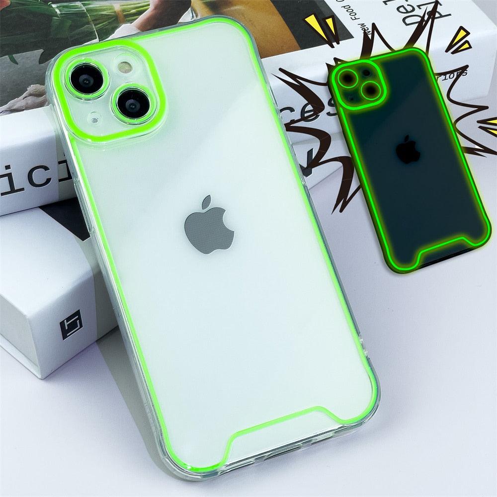 Night Light Luminous Silicone Phone Case For iPhone 14 13 12 11 Pro Max XR X XS 14 Plus Shockproof Clear Fluorescent Soft Cover Shockproof Bumper Phone Case with Camera Protection Cover for iPhone