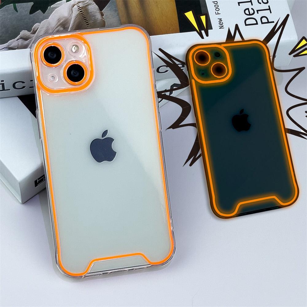 Night Light Luminous Silicone Phone Case For iPhone 14 13 12 11 Pro Max XR X XS 14 Plus Shockproof Clear Fluorescent Soft Cover Shockproof Bumper Phone Case with Camera Protection Cover for iPhone