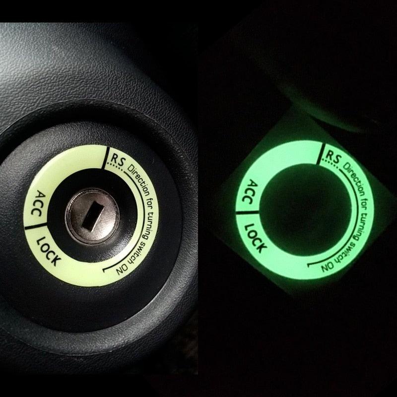 Night Luminous Car Ignition Start Stop Button Fluorescent Circle Luminous Ring Cover Start Stop Button Luminous  Start Stop Button Ring Cover Trim Universal Ignition Key Ring Stickers Auto Motorcycle 3D Decals Decoration Fluorescent Circle  Auto Interior