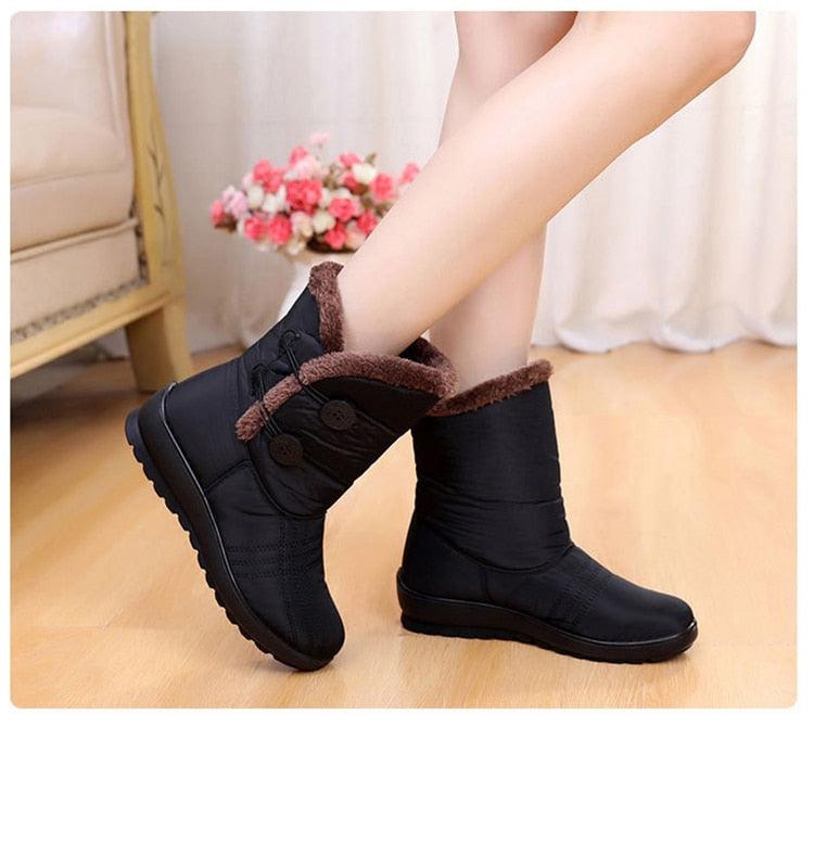 Non-Slip Snow Boots New Womens Warm Winter Boots Waterproof Shoes Winter Women Shoes Plus Velvet Cotton Boots Warm Lining Comfortable Non Slip Ankle Booties Outdoor Hiking Walking Platform Shoes