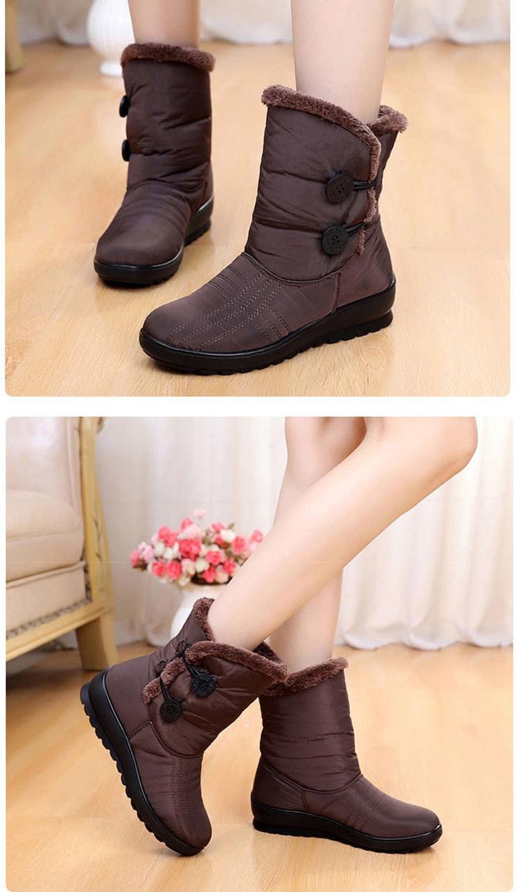 Non-Slip Snow Boots New Womens Warm Winter Boots Waterproof Shoes Winter Women Shoes Plus Velvet Cotton Boots Warm Lining Comfortable Non Slip Ankle Booties Outdoor Hiking Walking Platform Shoes