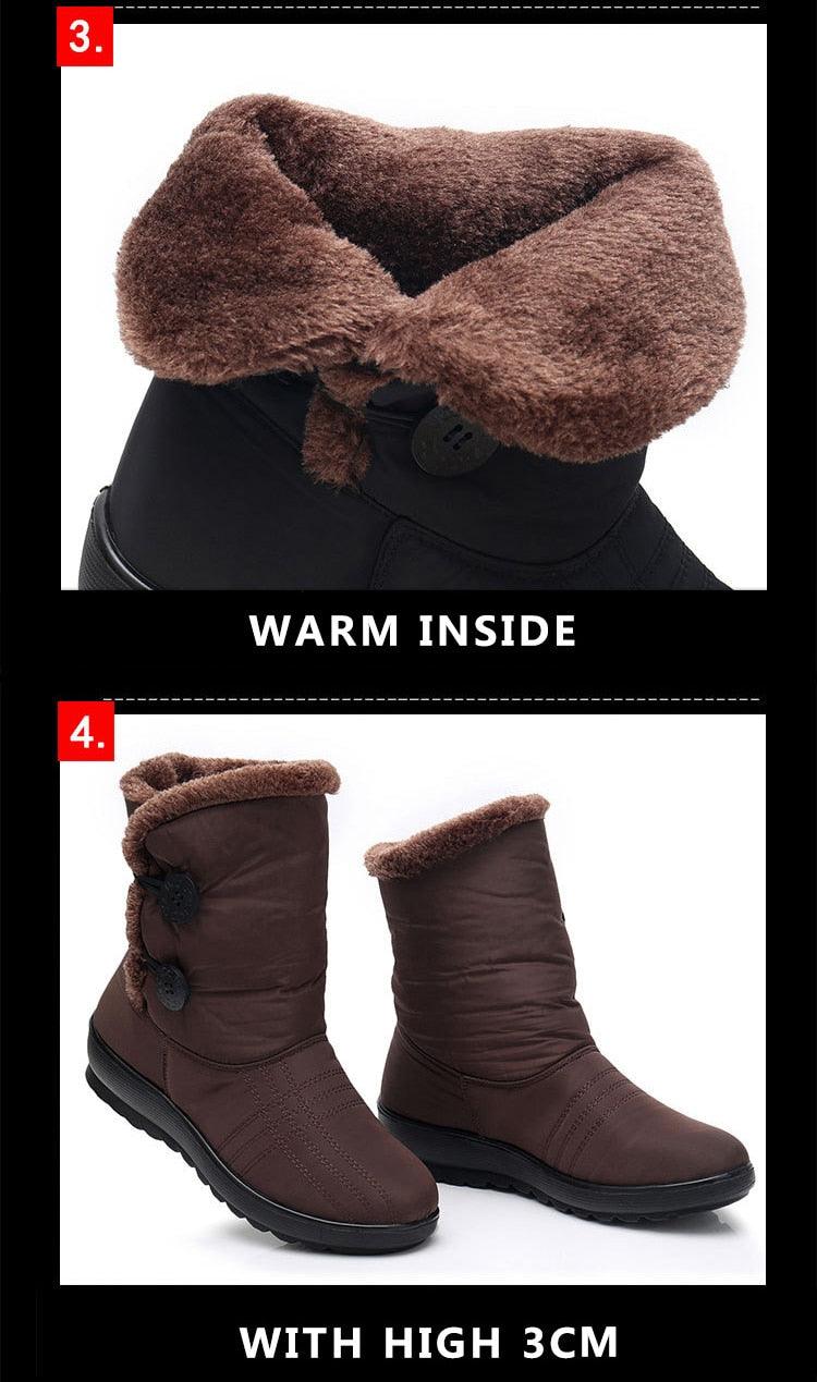 Non-Slip Snow Boots New Womens Warm Winter Boots Waterproof Shoes Winter Women Shoes Plus Velvet Cotton Boots Warm Lining Comfortable Non Slip Ankle Booties Outdoor Hiking Walking Platform Shoes