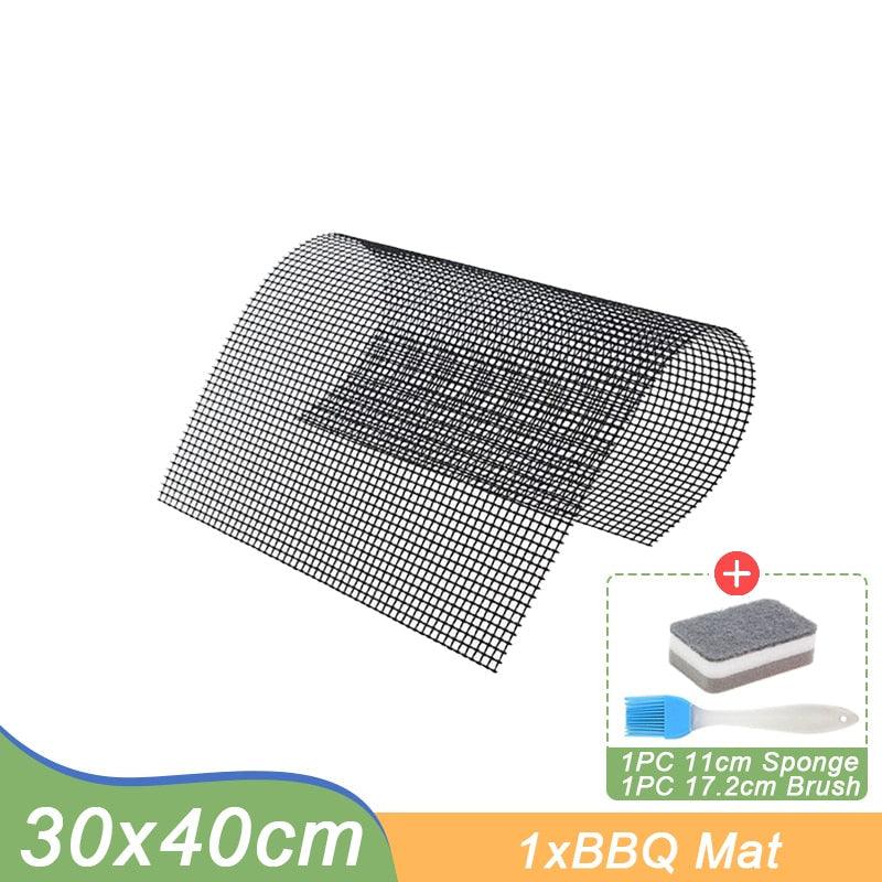 Non-stick Barbecue Mesh Mat Reusable Heat Resistance BBQ Baking Net Pad Kitchen Cooking BBQ Mat Liner Accessories Outdoor BBQ Tool  Non Stick BBQ Grill Mats Reusable BBQ Grilling Sheets Silicone Brush Easy to Clean BBQ Accessories