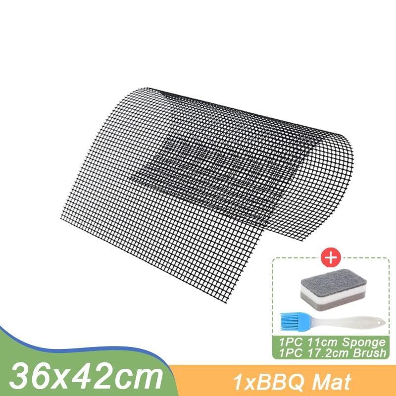 Non-stick Barbecue Mesh Mat Reusable Heat Resistance BBQ Baking Net Pad Kitchen Cooking BBQ Mat Liner Accessories Outdoor BBQ Tool  Non Stick BBQ Grill Mats Reusable BBQ Grilling Sheets Silicone Brush Easy to Clean BBQ Accessories