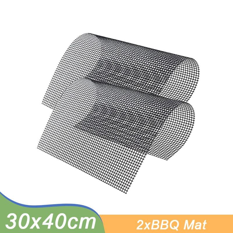 Non-stick Barbecue Mesh Mat Reusable Heat Resistance BBQ Baking Net Pad Kitchen Cooking BBQ Mat Liner Accessories Outdoor BBQ Tool  Non Stick BBQ Grill Mats Reusable BBQ Grilling Sheets Silicone Brush Easy to Clean BBQ Accessories