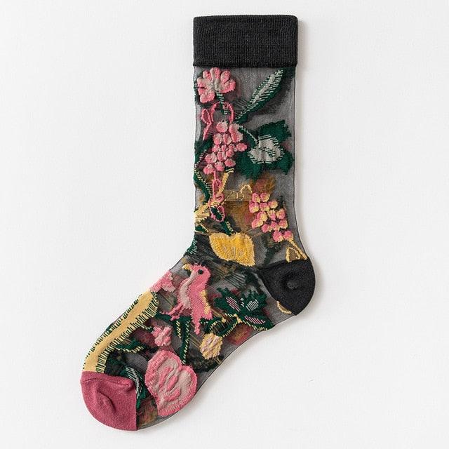 Novelty Harajuku Crystal Silk Tide Socks Funny Sunflowers Vines Flowers Happy Socks Casual High Quality Socks for Women - ALLURELATION - 3D socks, 500, ankle socks, casual socks, cute socks, female socks, flower socks, happy socks, invisible socks, see through socks, short socks, silk tide socks, Socks, socks for girls, socks for women, sunflower socks - Stevvex.com