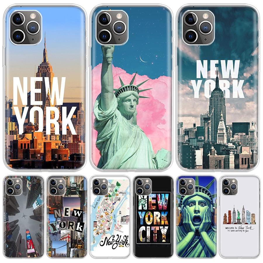 NYC New York City For iPhone 11 13 14 Pro Max 12 Mini Phone Case X XS XR 6 6S 8 7 Plus SE Apple 5 5S Cover New York City Clear Transparent Flexible Soft Gel Protective Cover for iPhone