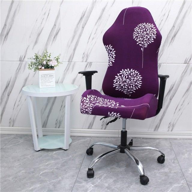 Office Computer Gaming Chair Covers Stretch Spandex Armchair Gamer Seat Cover Printed Household Racing Desk Rotating Slipcovers Soft Fit Universal Desk Rotating Chair Slipcovers, Removable Washable Anti-Dust Spandex Chair Protector Cover With Zipper