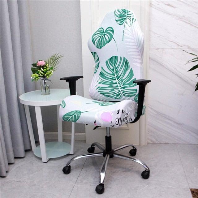 Office Computer Gaming Chair Covers Stretch Spandex Armchair Gamer Seat Cover Printed Household Racing Desk Rotating Slipcovers Soft Fit Universal Desk Rotating Chair Slipcovers, Removable Washable Anti-Dust Spandex Chair Protector Cover With Zipper