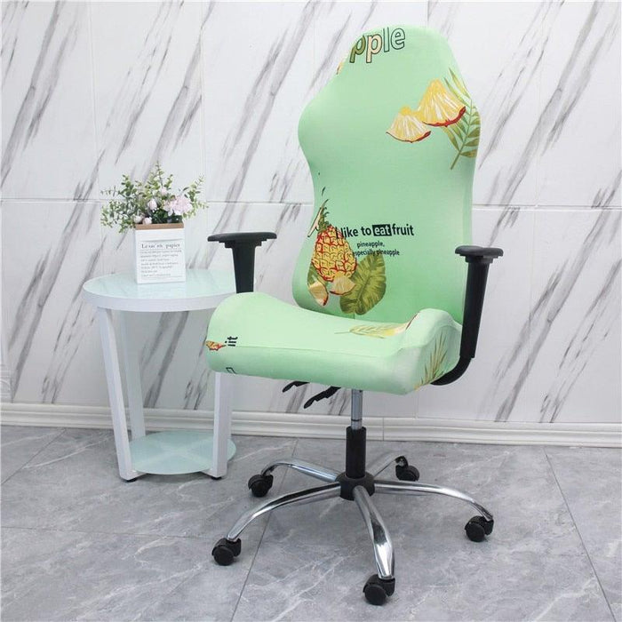 Office Computer Gaming Chair Covers Stretch Spandex Armchair Gamer Seat Cover Printed Household Racing Desk Rotating Slipcovers Soft Fit Universal Desk Rotating Chair Slipcovers, Removable Washable Anti-Dust Spandex Chair Protector Cover With Zipper