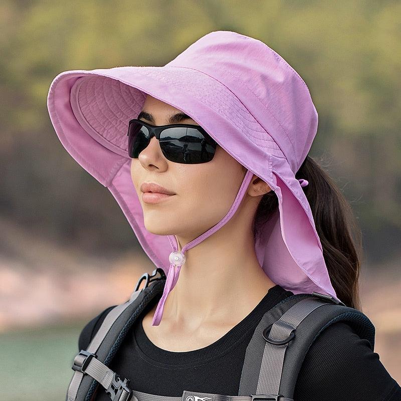 One Size Women Wide Large Sun Hat Bucket Hat Summer Outdoor Fishing Hiking UV Anti Neck Protection Shawl Wide Hat UV Sun Protection Safari Unisex Cap Ladies Hat Sport Summer Hat