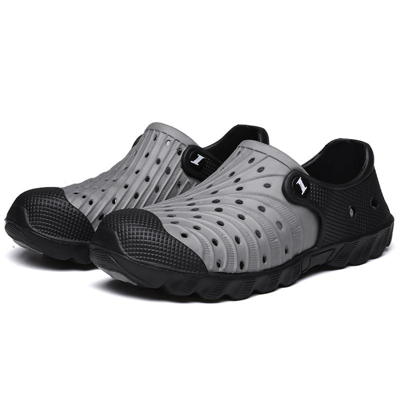 Outdoor Men Sandals Summer Hole Shoes Rubber Clogs Men Garden Shoes Black Beach Sandals Slippers Breathable Lightweight Sandals Unisex Beach Quick Drying Sandals Couple Outdoor Slippers