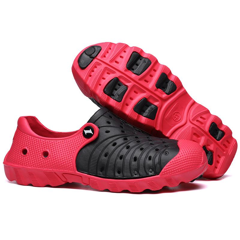 Outdoor Men Sandals Summer Hole Shoes Rubber Clogs Men Garden Shoes Black Beach Sandals Slippers Breathable Lightweight Sandals Unisex Beach Quick Drying Sandals Couple Outdoor Slippers