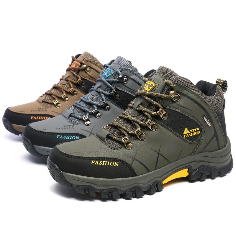 Outdoor Non-slip Snow Mens Boots Walking Climbing Hiking Shoes Mountain Sport Boots Hunting Men Winter Ankle Snow Hiking Boots Warm Water Resistant Non Slip Soft Shoes