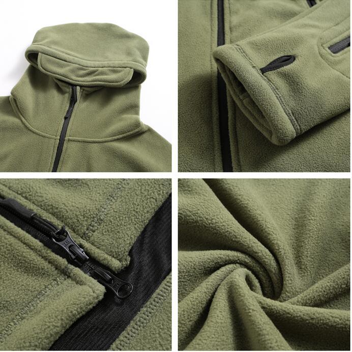 Outdoor Tactical Fleece Jacket Lightweight Uniform Soft Casual Hooded Jacket Thermal Fleece Coat Jacket With Hood Outdoor Sport Hiking Camping Clothing Training Jackets Men Thermal Warm Autumn Clothing