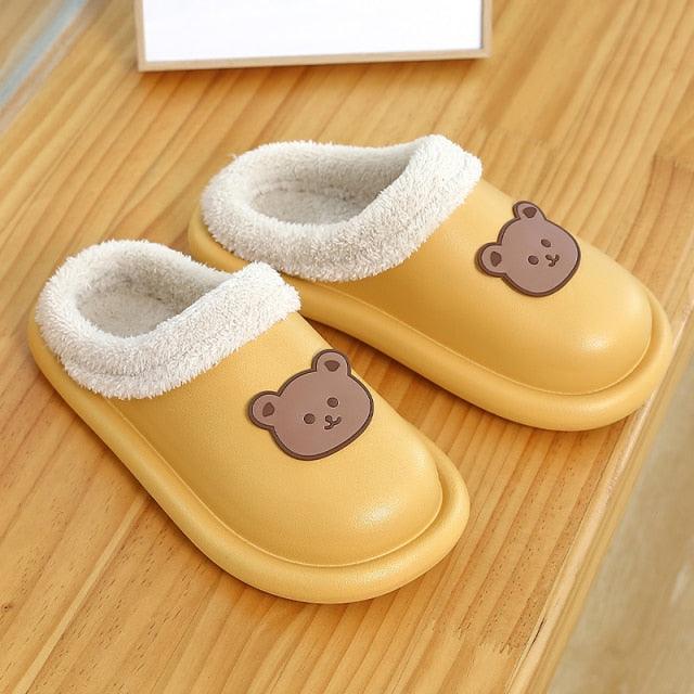 Outdoor Winter Waterproof Women Non-Slip Slippers Warm Female Plush House Slippers Indoor Flip Flops Waterproof Fuzzy Clogs Slippers Cozy Slip-On Memory Foam Fur House Slippers