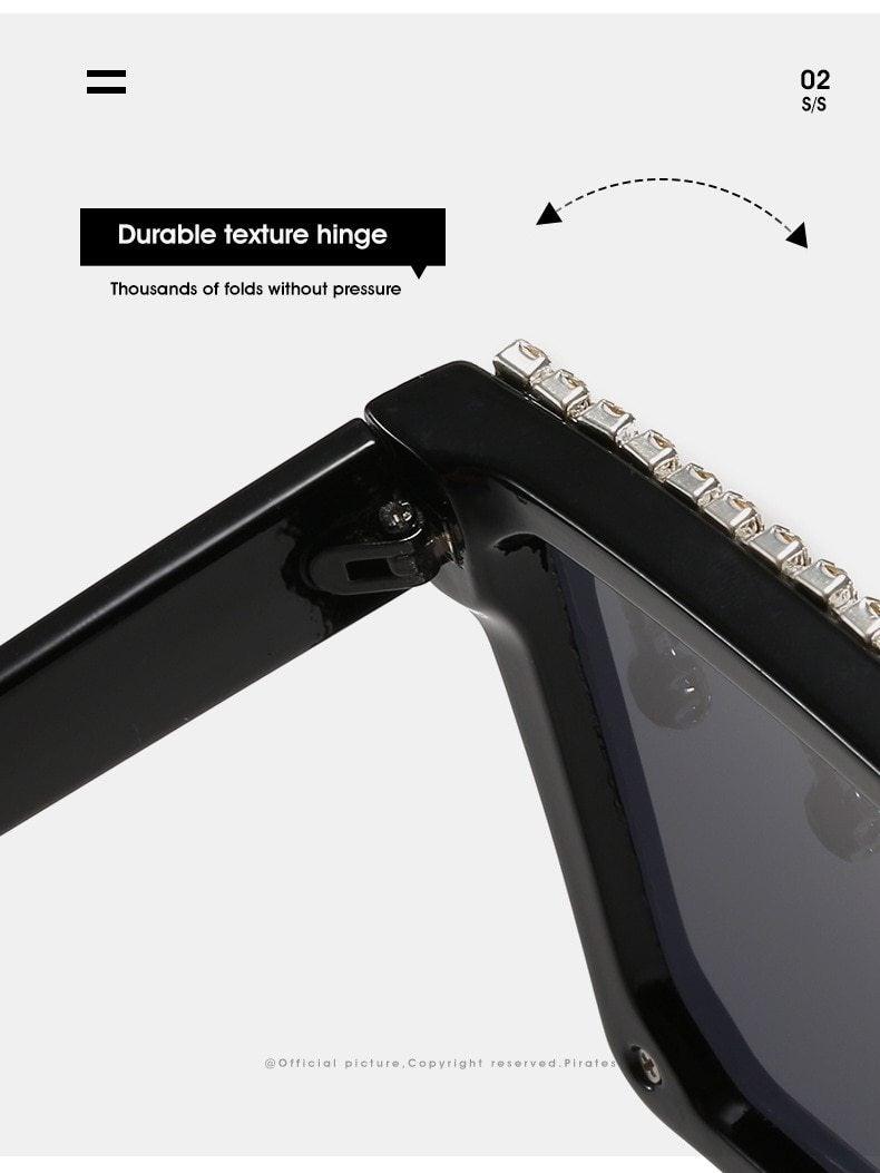 Oversize Square Crystal Sunglasses, Flat Top Oversized Sunglasses In Different Shades New Sun Wear Crystal Diamond Luxury Style Shades