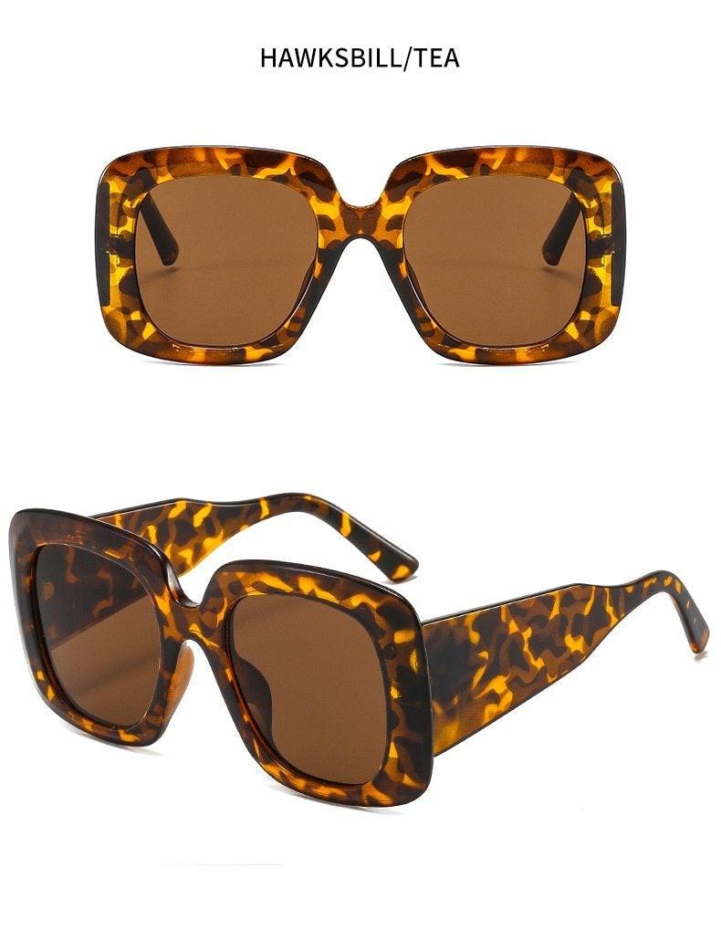 Oversized Leopard Unique & Attractive Designer Sunglasses For Women & Men Luxury Shades In Brown Square Size Sun Glasses Luxury Square Gradient Sun Glasses Shades