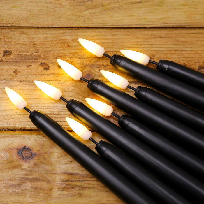 Pack of 6 Black LED Birthday Candles Flameless Taper Candles LED Taper Candles  Led Candle Lights Flickering Candles For Halloween Christmas Yellow/Warm White Plastic Flameless Flickering Battery Operated LED Halloween Candles