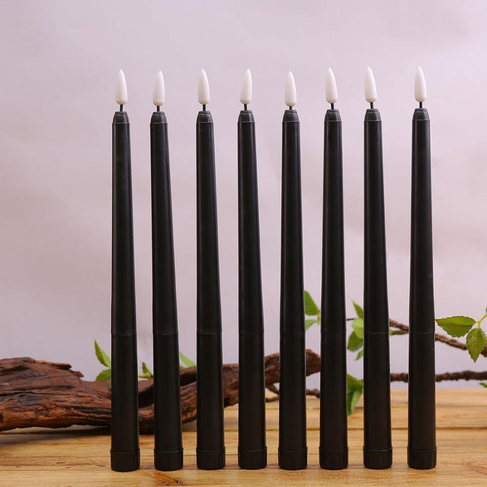 Pack of 6 Black LED Birthday Candles Flameless Taper Candles LED Taper Candles  Led Candle Lights Flickering Candles For Halloween Christmas Yellow/Warm White Plastic Flameless Flickering Battery Operated LED Halloween Candles