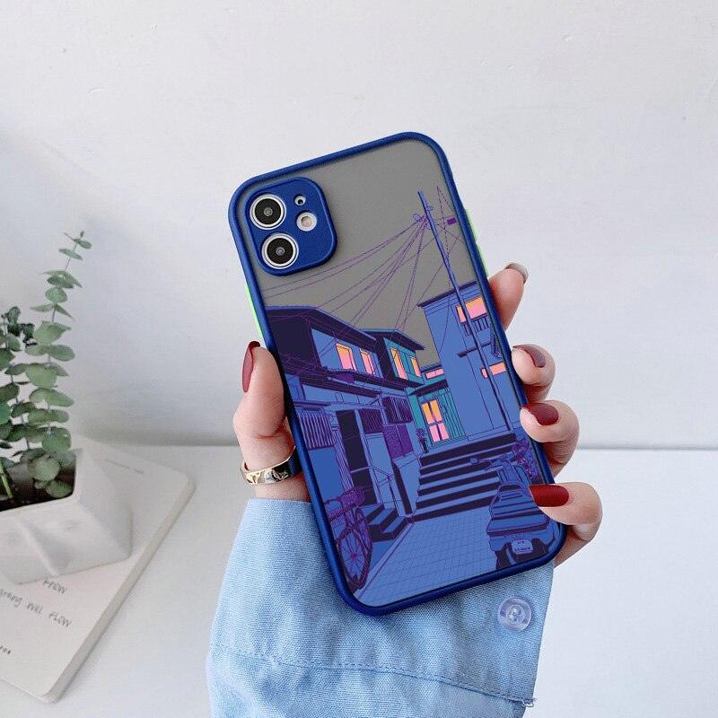 Painted House Scenery Phone Case For iPhone 6s 7 8 Plus SE 12 11 13 Pro Max X XR XS Max Matte Cover Transparent Anti-Bump Design Phone Case