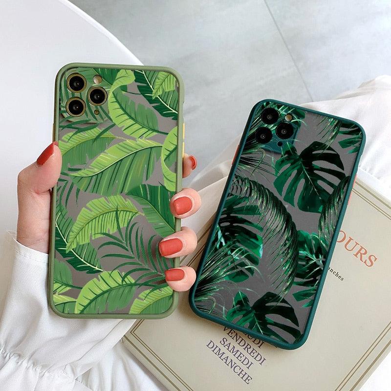 Palm tree Leaves Plant Flower Phone Case for iphone X XR XS MAX 11 12 13 14 Pro Max 6s 7 8 Plus SE2 Hard Back Shockproof Cover Flower Protective Phone Case Cover for Women Girls Slim Anti-Scratch Shockproof Soft Flexible Rubber Silicone Bumper Case