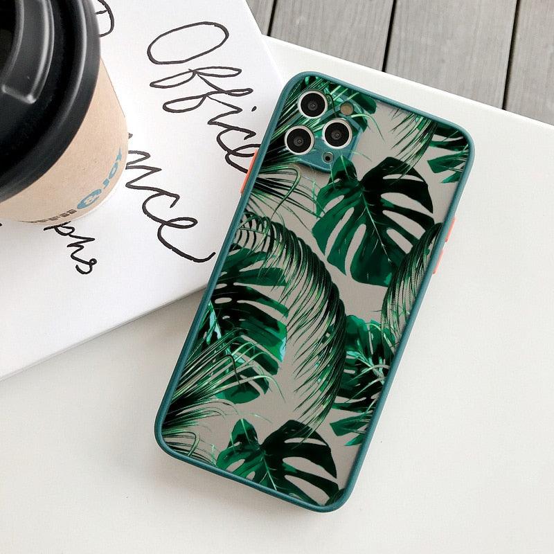 Palm tree Leaves Plant Flower Phone Case for iphone X XR XS MAX 11 12 13 14 Pro Max 6s 7 8 Plus SE2 Hard Back Shockproof Cover Flower Protective Phone Case Cover for Women Girls Slim Anti-Scratch Shockproof Soft Flexible Rubber Silicone Bumper Case