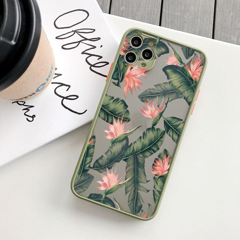 Palm tree Leaves Plant Flower Phone Case for iphone X XR XS MAX 11 12 13 14 Pro Max 6s 7 8 Plus SE2 Hard Back Shockproof Cover Flower Protective Phone Case Cover for Women Girls Slim Anti-Scratch Shockproof Soft Flexible Rubber Silicone Bumper Case