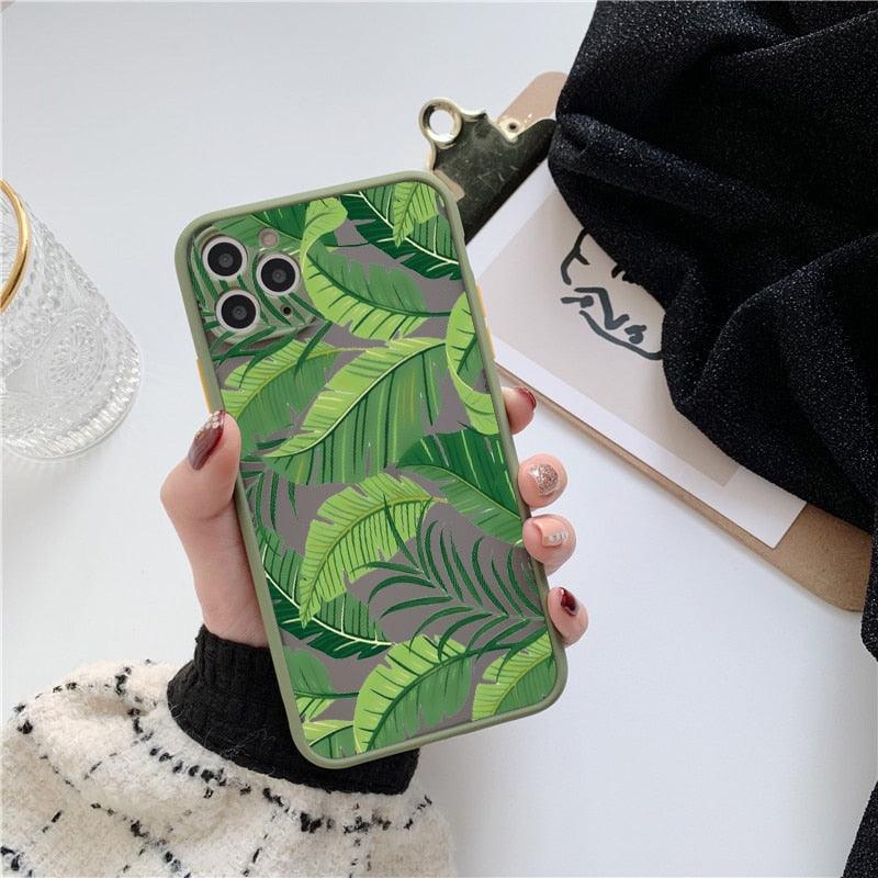 Palm tree Leaves Plant Flower Phone Case for iphone X XR XS MAX 11 12 13 14 Pro Max 6s 7 8 Plus SE2 Hard Back Shockproof Cover Flower Protective Phone Case Cover for Women Girls Slim Anti-Scratch Shockproof Soft Flexible Rubber Silicone Bumper Case