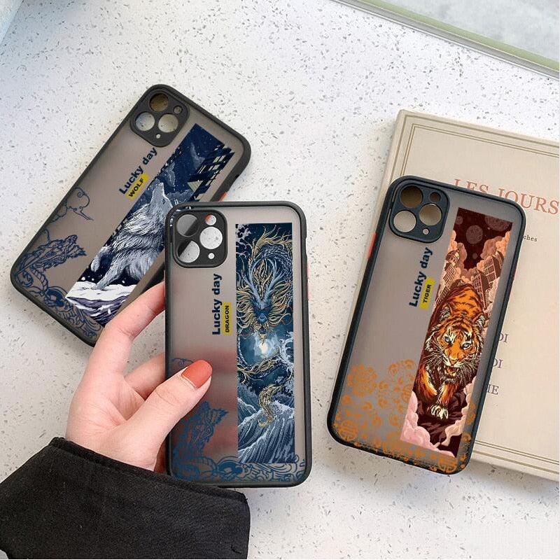 Pattern Frosted PC Back 3D and Soft Silicone Shockproof Protective Case for iPhone 11 12 13 Pro max mini X XR XS Max 7 8 Plus SE