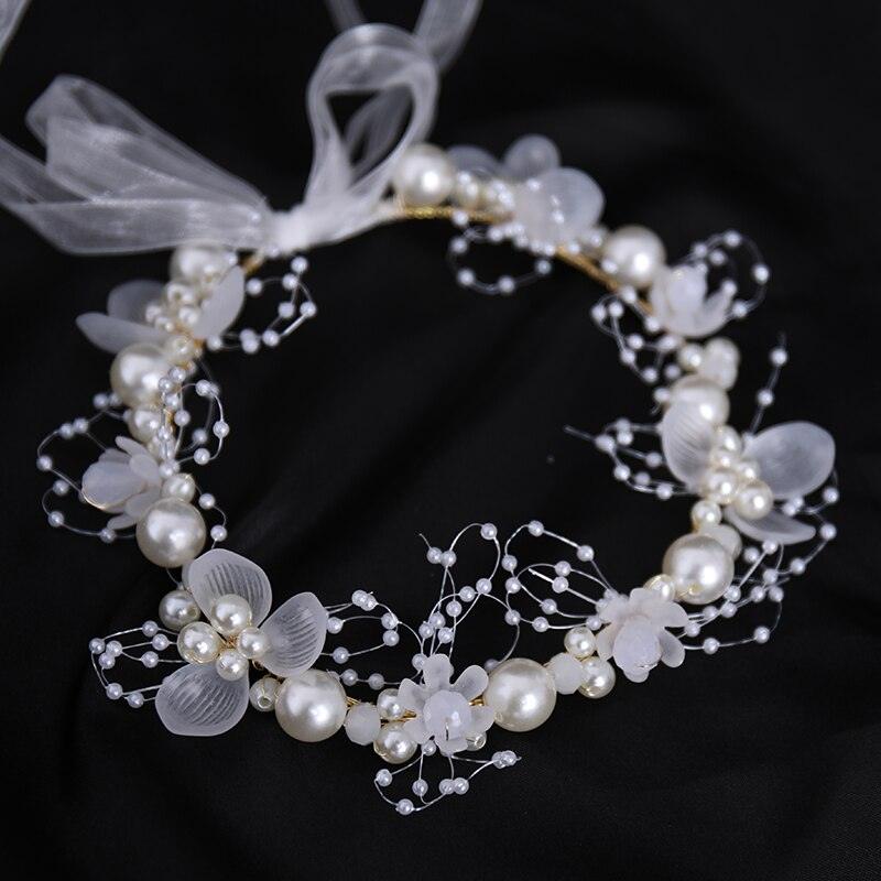 Pearl Flower Wreath Headband Girls Bridal Elegant Crowns Hair Headdress Bride Head Hoop Wedding Headbands Hair Jewelry Handmade Tiara Bridal Hair Bands Wedding Hair Accessories Gift Headpieces Hair Styling Accessories