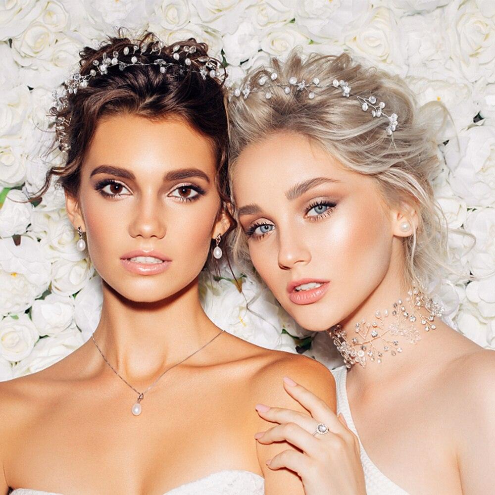 Pearl Flower Wreath Headband Girls Bridal Elegant Crowns Hair Headdress Bride Head Hoop Wedding Headbands Hair Jewelry Handmade Tiara Bridal Hair Bands Wedding Hair Accessories Gift Headpieces Hair Styling Accessories
