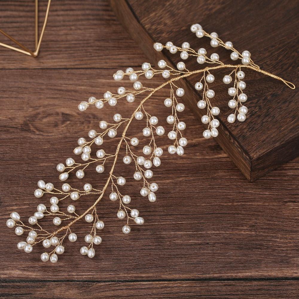 Pearls Headbands For Women Girls Bride Wedding Hairbands White Flower Tiaras And Crowns Fashion Headdress Hair Jewelry Luxurious Pearl Rhinestone Hair Jewelry For Women Handmade Tiara Bridal Hair Bands Wedding Hair Accessories