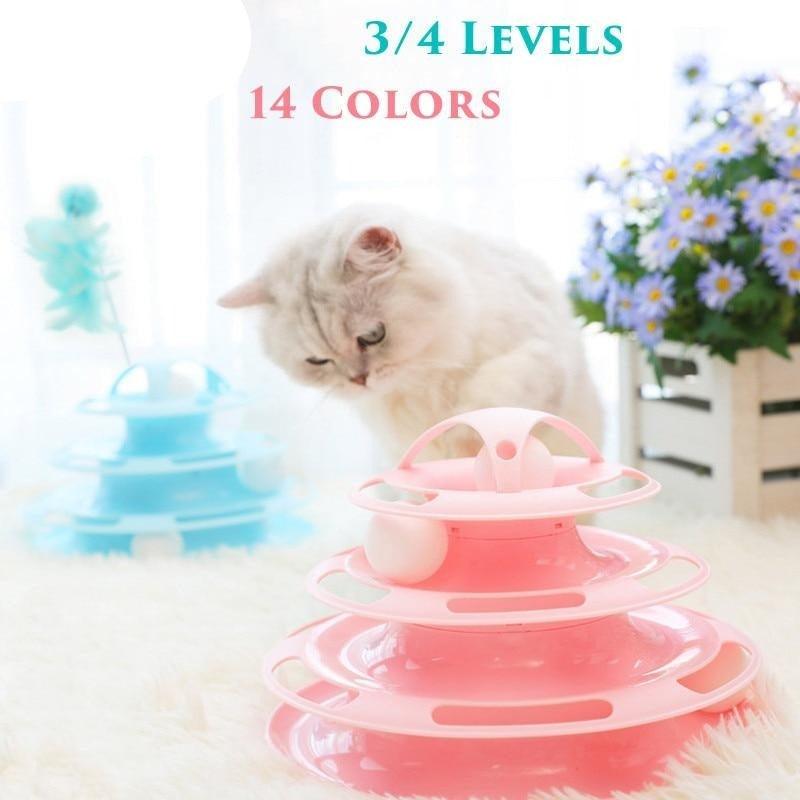 Pet Cat Toy Training Amusement Plate Kitten Tower Tracks Disc Cat Intelligence Amusement Triple Disc tumbler  Fish Animal Toy For Small Dogs Wiggle Fish Catnip Toys Motion Kitten Toy Plush Interactive Cat Toys for Cat Exercise