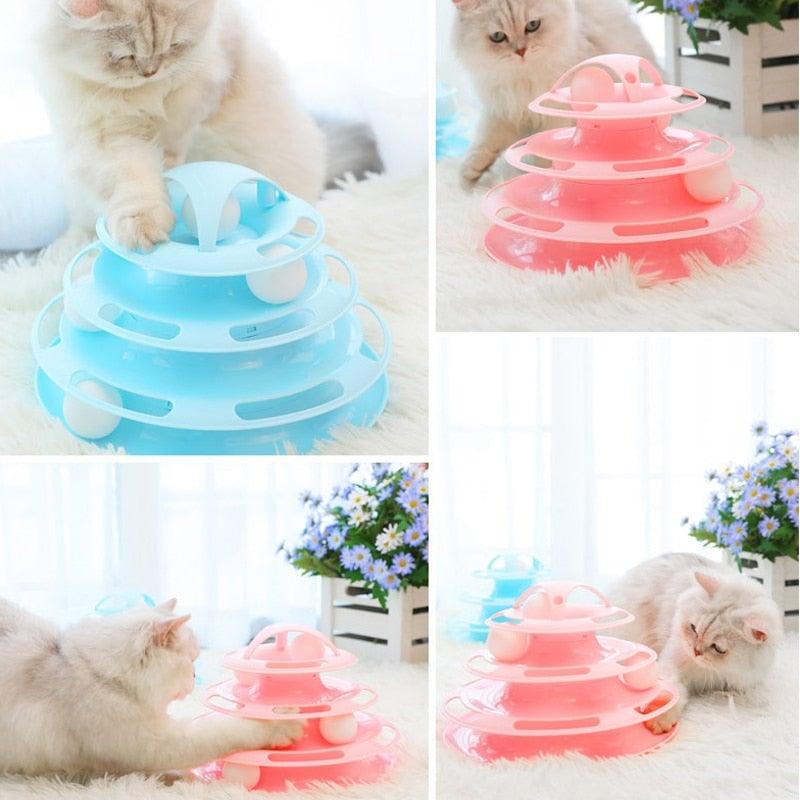 Pet Cat Toy Training Amusement Plate Kitten Tower Tracks Disc Cat Intelligence Amusement Triple Disc tumbler  Fish Animal Toy For Small Dogs Wiggle Fish Catnip Toys Motion Kitten Toy Plush Interactive Cat Toys for Cat Exercise