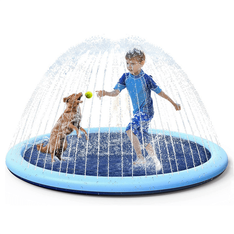 Pet Swimming Pool Pet Sprinkler Pad Inflatable Water Spray Mat Tub Summer Play Cooling Mat Dog Bathtub Dog Cooling Mat Pet Bed Sprinkler Pad for Dogs & Kids PVC Splash Pad for Kids Age Water Toys for Summer Outdoor