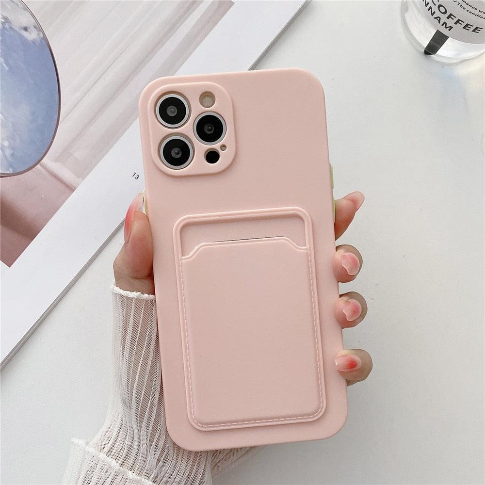 Phone Case For iphone 11 12 13 pro max XR X XS Max 12 mini 12 pro Soft Silicone Wallet Card Holder Cover For iPhone Wallet Case Compatible with iPhone 13 Secure Card Wallet Case